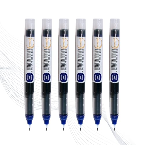 Blue Gel Pens Pack of 6 | 0.6mm Smooth Writing Rollerball Pen | Premium German Ink | Ergonomic Grip | Quick-Dry | Ideal for Students & Office Use - color: Blue