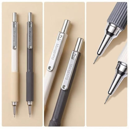 2Pcs 0.7 mm Metal Mechanical Pencils Set,Lead Drafting Pencil with 2 Tube Lead Refills for Art Writing, Sketching Drawing - size: 0.7mm