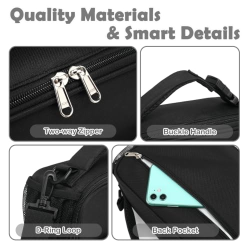 FlowFly Kids Lunch Bag, Durable Insulated School Lunch Box with Shoulder Strap and Bottle Holder, Water-resistant Thermal Small Lunch Cooler Tote for Teen Boys & Girls,Black - color: Black