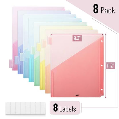 Mr. Pen Binder Dividers with 8-Tab, Pastel Colors, 3 Ring Binder with Tabs and Pockets (Pack of 2) - color: Macaron, size: 16 Pack