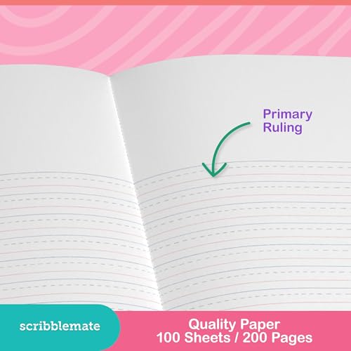 Primary Journal Grades K-2, primary composition notebook k-2, 4 Assorted Colors & Designs Primary Writing Journal, 100 Sheets/200 Pages 9.75" x 7 .5" Primary Composition Notebook with Picture Space