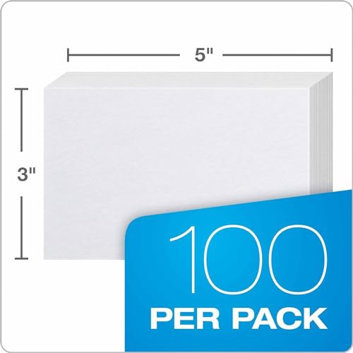 Index Blank Cards, 100 Pack, 3x5 Index Cards, Blank On Front, Blank On Back, White - 1 Pack Of 100 Cards - Blank - style: Blank - 3 x 5