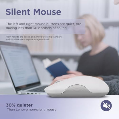 Lenovo 350 Wireless Bluetooth Mouse, Silent Click, 3 Level DPI (1000, 1600, 2400), 36 Month Battery Life, 2 Device Pairing, Cloud Grey - color: Cloud Grey