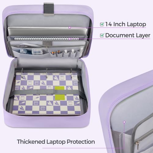Ytonet Zipper Binder Bag, 2 Inch 3 Ring Binder with Zipper Fit 14 Inch Laptop, 500 Sheets Capacity Zippered Binders with Shoulder Strap & Removable O-Ring Pad for College, Office, Work, Purple - color: 2 In-purple