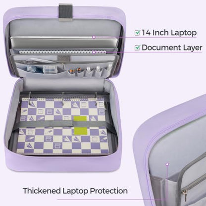 Ytonet Zipper Binder Bag, 2 Inch 3 Ring Binder with Zipper Fit 14 Inch Laptop, 500 Sheets Capacity Zippered Binders with Shoulder Strap & Removable O-Ring Pad for College, Office, Work, Purple - color: 2 In-purple