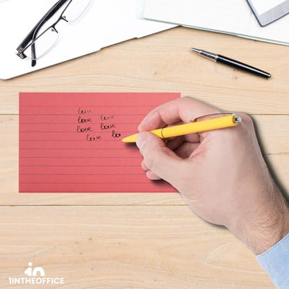 1InTheOffice Index Cards 3x5, Colored Index Cards, Lined, Cherry Red, 400 Pack