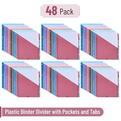 Mr. Pen- Binder Dividers with Pockets and Tabs, 48 Pack | Elemental, 3 Ring Binder Dividers with Tabs and Pockets on Both Sides - color: Elemental, size: 48 Pack