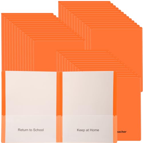 PerKoop 72 Pcs Take Home Folders Bulk Parent Teacher Communication Folder with 2 Pockets Plastic Homework Folder for Student Parent Teacher Classroom Back to School Supplies 11.73 x 9.45'' (Orange) - color: Orange