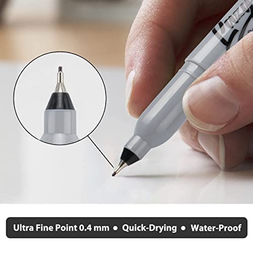 LAZGOL Permanent Markers Bulk, Ultra Fine Point, 60 Pack Black 0.4 mm Permanent Marker set, Felt Tip Pens Works on Plastic, Wood, Stone, Metal and Glass for Doodling, Marking