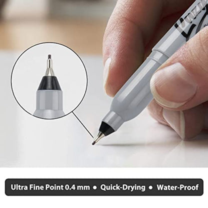 LAZGOL Permanent Markers Bulk, Ultra Fine Point, 60 Pack Black 0.4 mm Permanent Marker set, Felt Tip Pens Works on Plastic, Wood, Stone, Metal and Glass for Doodling, Marking