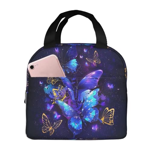 Butterflies Lunch Bag Women Lunch Box for Women Mens Lunchbox for Work Office Picnic or Travel Cute Lunch Box Tote Bags for Gifts - color: 21