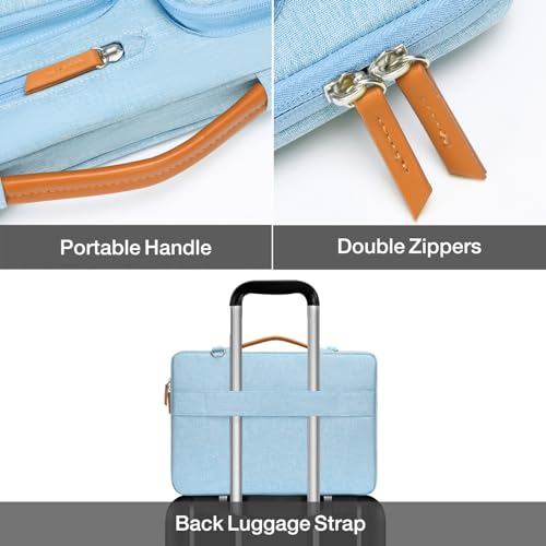 MOSISO 360 Protective Laptop Shoulder Bag,15-15.6 inch Computer Bags Compatible with MacBook Pro 16 inch, HP, Dell, Lenovo, Asus Notebook,Side Open Messenger Bag with 4 Zipper Pockets, Air Blue - color: Air Blue, size: 16 inch