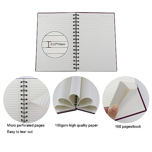Spiral Notebook Journal,4 Pack A5 Hardcover Spiral Notebooks,5.7" x 8.5",160 Pages,100gsm Paper,College Ruled Journals for Study and Notes (Red, Green,Blue,Grey)