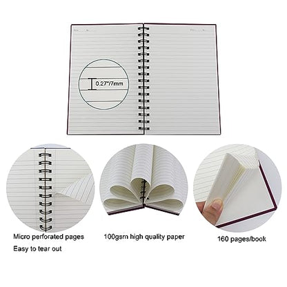 Spiral Notebook Journal,4 Pack A5 Hardcover Spiral Notebooks,5.7" x 8.5",160 Pages,100gsm Paper,College Ruled Journals for Study and Notes (Red, Green,Blue,Grey)