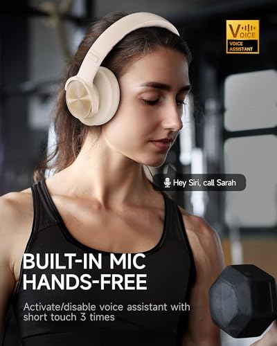 Picun B8 Bluetooth Headphones, 120H Playtime Headphone Wireless Bluetooth with 3 EQ Modes, Low Latency, Hands-Free Calls, Over Ear Headphones for Travel Home Office Cellphone PC Khaki White - color: Khaki White