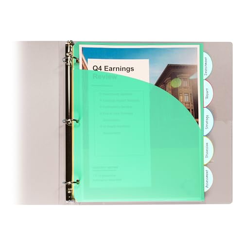 C-Line Polypropylene Binder Index Dividers with Double-Sided Slant Pockets, One 5-Tab Set, Assorted Colors (05750) - style: with Slant Pockets
