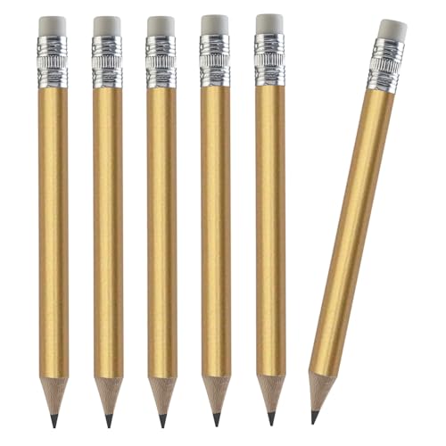 TH Golf Wood-Cased #2 Mini Pencils With Eraser, Pre-sharpened, HB Lead Bulk Box, 200 Count (Gold) - color: Gold