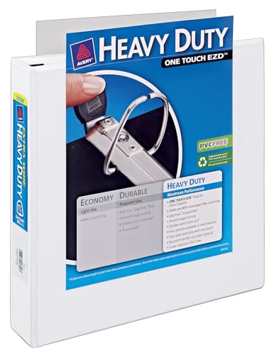 Avery Heavy-Duty View 3 Ring Binder, Extra Wide, 1.5" EZD Rings, 1 White Binder (01319) - size: 1.5"