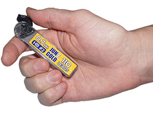 June Gold 1320 Pieces, 0.7 mm HB #2 Lead Refills, 12 Dispensers, 110 Pieces Per Dispenser, Medium Thickness, Break Resistant Lead/Graphite - style: 0.7 mm