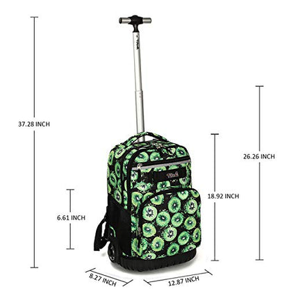 Tilami Rolling Backpack 18 inch Wheeled Laptop Backpack School College Student Travel Trip Boys and Girls (Kiwi) - color: Kiwi