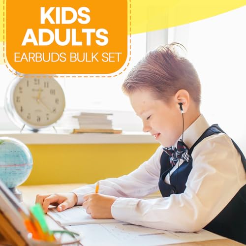 200 Packs Classroom Earbuds Bulk Headphones for Kids School Students Children, Wholesale Class Set Durable Earphones, Individually Bagged (200 Black) - color: Black, size: 200 PACK