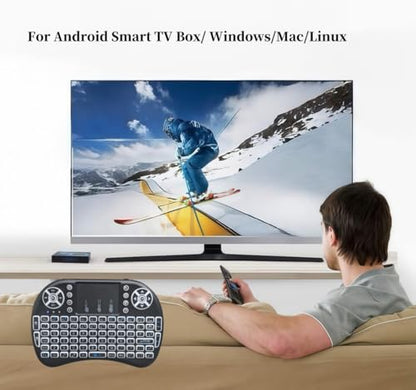 Portable Mini Wireless Keyboard with Bluetooth&2.4G, Touchpad Mouse Combo Upgraded BRG Backlitght Memory for PC/Android TV Box/Projector/HTPC/Pad/Xbox/Tablets:i8-BT