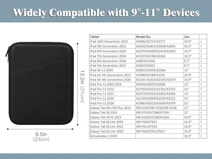 TiMOVO 9-11" Tablet Sleeve Bag for iPad 11-inch A16 2025, iPad 10.9"/10.2"| Air 11 Inch/5th/4th Gen. 10.9", Galaxy Tab A9+/A11Plus 11", Protective Bag with Pocket, Black - color: A-Black, size: 9-11 Inch