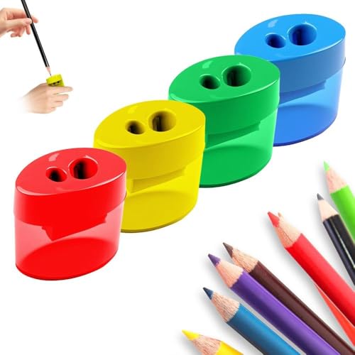 PCS Pencil Sharpeners with Lid, Holes Compact Colored Handheld Pencil Sharpener, Portable Handheld Sharpener for Kids Adults Students Home Office - color: Ellipse-4pcs