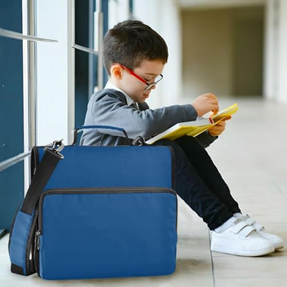 1.5 Inch 3 Rings Zipper Binder with Handle Easy to Carry Portable Portfolio for School/Office Dark Blue - color: Dark Blue
