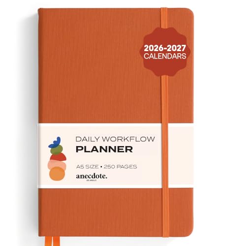 Anecdote Daily Planner w/ 2026-2027 Calendar | Start Anytime 26 Weeks Undated | 1 Page per Day | 8.5" x 5.2" | Hardcover To-Do List Organizer, Plan Your Success, Achieve Productivity Goals (Nutmeg) - color: Nutmeg, size: A5 (5.8'' x 8.3'')