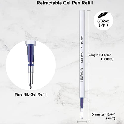 Blue Gel Pens Refills, 12 Pack Retractable Ink Pens, Fine Point 0.5mm Tip Smooth Writing Quick Dry Pens for Journaling Writing School Office Supplies (12 Blue) - style: 12 Blue