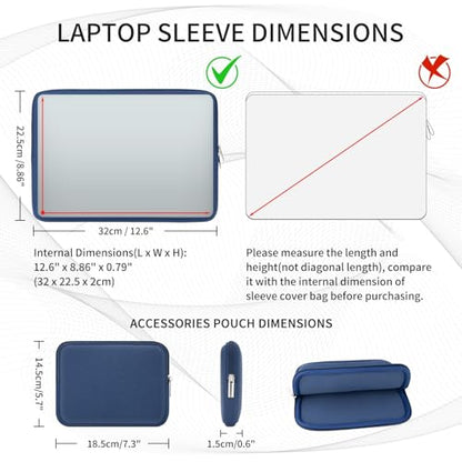RAINYEAR 13 Inch Laptop Sleeve Case with Accessories Pouch, Compatible with 13.3" MacBook Air/Pro M1 M2 M3 M4 M5 A3449 A3240 A3113 A2681 A2338 (Navy Blue) - color: Navy Blue, size: 13"