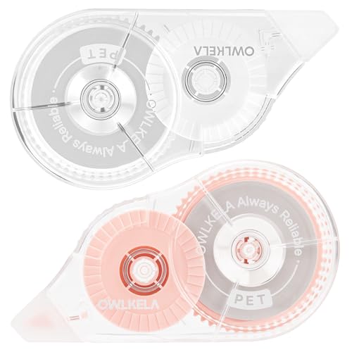 OWLKELA 2 Pack Plus Correction Tape, Tear-Resistant White Correction Tape, No Dry Time, Easy to Use, Office & School Supplies, 0.2 in Wide, 98.4 Ft, White Core, Pink Core - color: White & Pink
