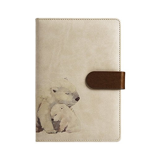 ToiM A6 Cute Simple Binder Hand Books for Diary PU Leather Journal Writing Notebook Loose Notebook Handbook Notepad Business Hand Books Great Stationery (Polar Bear) - color: Polar Bear