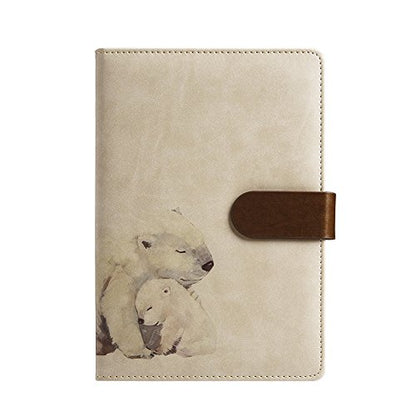 ToiM A6 Cute Simple Binder Hand Books for Diary PU Leather Journal Writing Notebook Loose Notebook Handbook Notepad Business Hand Books Great Stationery (Polar Bear) - color: Polar Bear