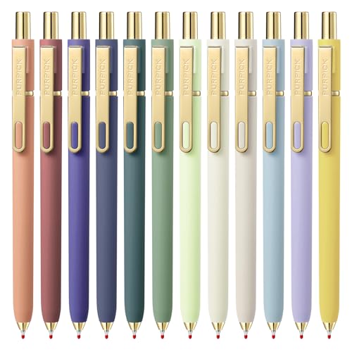 12Pcs Gel Pens, 0.7mm Quick Dry Black Ink Pens, Smooth Writing Pens, Retractable Aesthetic Journaling Pens, Office Desk Supplies for Nurses, Teachers, and School Use, Gold Vintage - color: Gold Vintage - 12 pcs