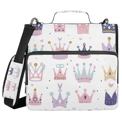 Crown Zipper Binder 3 Ring with Shoulder Strap and Handle Multiple Pockets Expanding File Folder Organizer