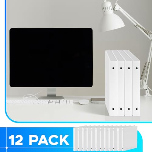 Henoyso 12 Pcs 0.5 Inch Mini 3 Ring Binders Fits 5.5" x 8.5" Paper, Holds(Capacity 140 Sheets), Plastic Flexible Three Round Rings Small White A5 Binders Bulk for School, Office Use, Photo Album - color: White, size: 0.5 Inch
