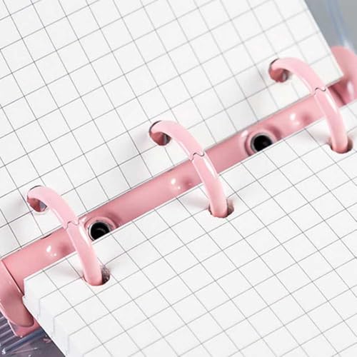 2 Pack Mini 3-Ring Binder Covers with 160 Sheets Binder Inner Paper and 6 Pieces Binder Pockets, Clear PVC Notebook Loose Leaf Folder Mini Soft Binder Notebook for Diary (Purple, Pink)
