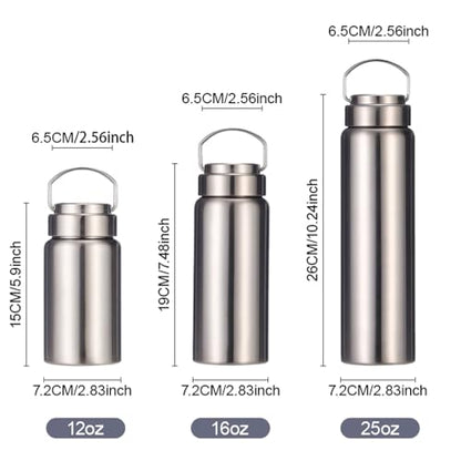 CDJ 12 oz Vacuum Insulated Stainless Steel Water Bottle with Handle, Leak-Proof Double Walled Water Bottle, Reusable and Portable, Metal Water Bottle for School, Hiking, Camping - size: 12 Ounces