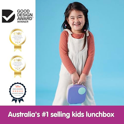 b.box Mini Lunch Box Kids | 4.25 Cup Leak Proof Bento Box for Kids Ages 3+ | 3 Compartment Snack Containers, School Lunch Container, Dishwasher Safe, BPA-Free, PFAS-Free - Lilac Pop - color: Lilac Pop, size: 1-pack