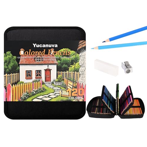 120 Colored Pencils for Adult Coloring Books,Perfect for Coloring | Oil-Based Cores Pencils Set with Zipper Case, Eraser and Sharpener Coloring Pencils for Adults, Beginners,Artists - style: 120House