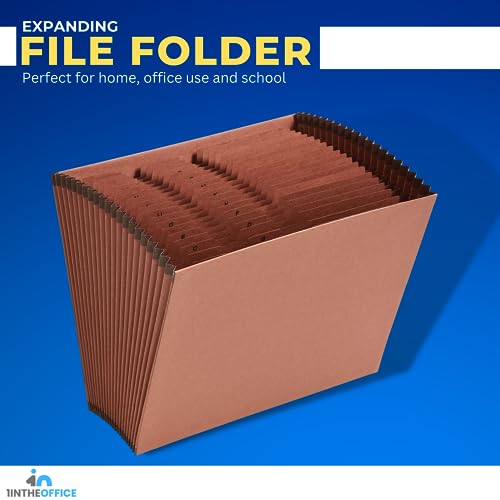 1InTheOffice Expanding File Folder 31 Sections, Accordion File Organizer, Numerical Open Top Pocket Expanding File Folder, Letter Size