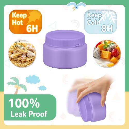 Kids Bento Box - 4 Compartment, Leak-Proof, with Soup Thermo | 9oz Soup Thermo Included, Insulated Lunch Bag, For Boys & Girls, School & Travel - color: Play-Purple