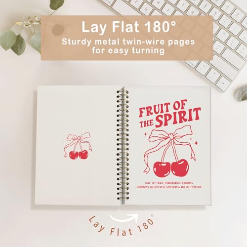 Gift for Woman Fruit of the Spirit Coquette Notebook | Office Supplies,Cherry Bow Notepad A5, Preppy Christian-Inspired Notepad for Girls,Spiral Stationery Gift 5.5x8.3 - color: Cherry - fruit of the spirit