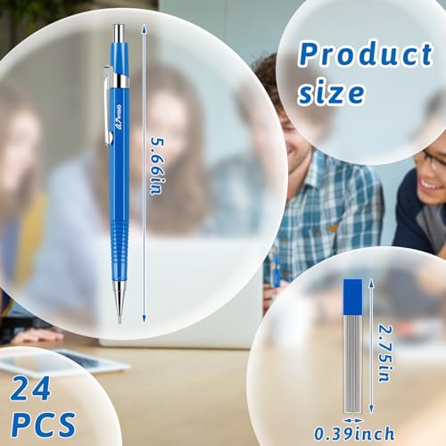 Outus 4 Pack Blue Metal Mechanical Pencils, 0.7 mm Leads - Non-slip Grip, Retractable, Includes Refills for Drafting Sketching & Illustration Supplies - color: Blue, size: 0.7 mm