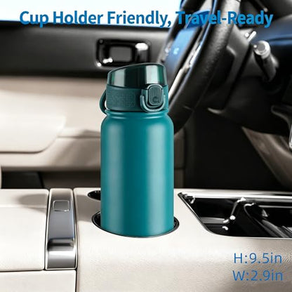 GOPPUS Insulated water bottle 20 oz Stainless Steel Water Bottle BPA-Free Sports Water Bottles, Great for Travel,Silicone Spout Lid- Leak & Sweat Proof with Anti-Dust(Blue green) - color: Blue green