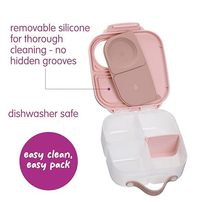 b.box Mini Lunch Box Kids | 4.25 Cup Leak Proof Bento Box for Kids Ages 3+ | 3 Compartment Snack Containers, School Lunch Container, Dishwasher Safe, BPA-Free, PFAS-Free - Blush Crush - color: Blush Crush, size: 1-pack