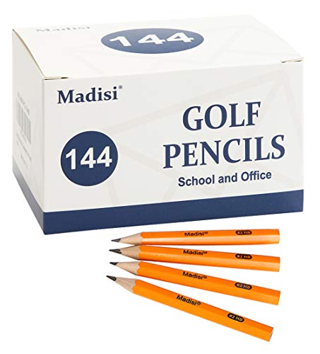Madisi Golf #2 HB Half Pencils Bulk, 3.5" Mini Pre-Sharpened, 144 Count | Short Pencils, Small Pencils for Kids