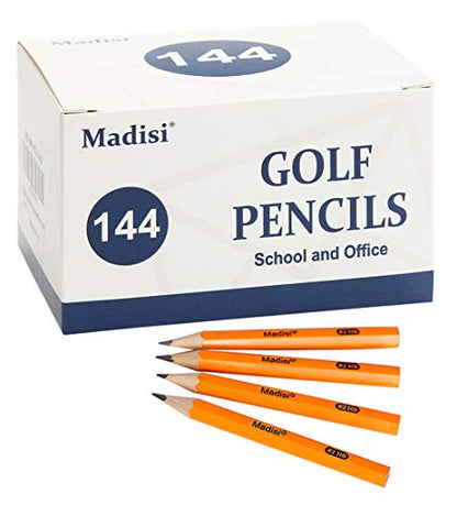 Madisi Golf #2 HB Half Pencils Bulk, 3.5" Mini Pre-Sharpened, 144 Count | Short Pencils, Small Pencils for Kids